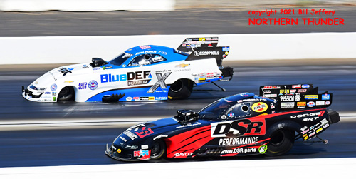 FC - Matt Hagan (near lane) vs John Force (far 
lane)